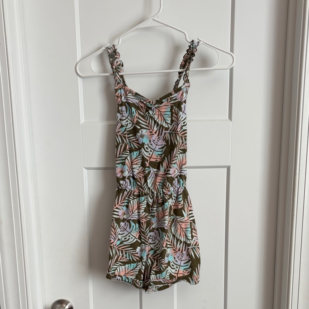 Tropical Leaf Print Kids One Piece Romper